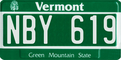 VT license plate NBY619