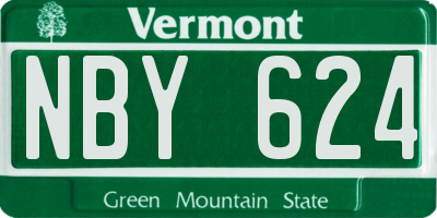 VT license plate NBY624