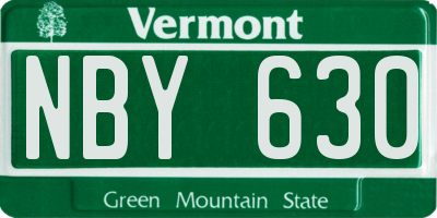 VT license plate NBY630
