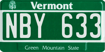 VT license plate NBY633