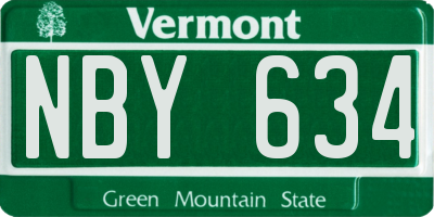 VT license plate NBY634