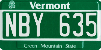 VT license plate NBY635