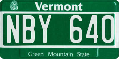 VT license plate NBY640