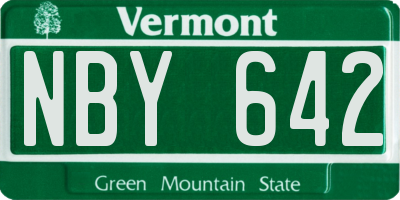 VT license plate NBY642
