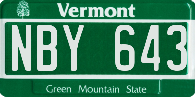 VT license plate NBY643