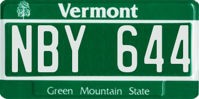 VT license plate NBY644