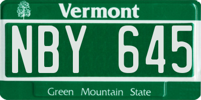 VT license plate NBY645