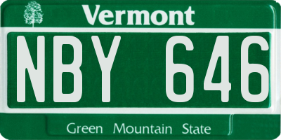 VT license plate NBY646