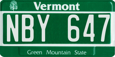 VT license plate NBY647