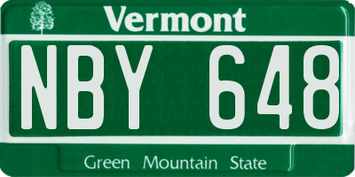 VT license plate NBY648