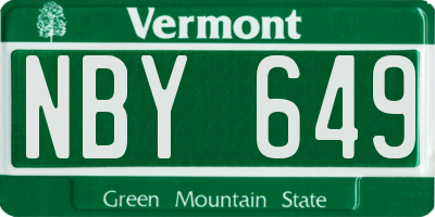 VT license plate NBY649