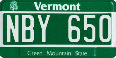 VT license plate NBY650