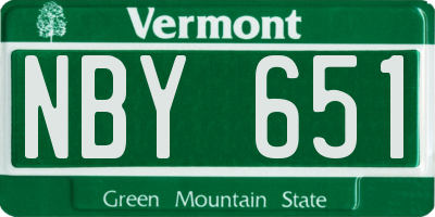 VT license plate NBY651