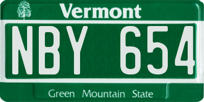 VT license plate NBY654