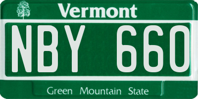 VT license plate NBY660