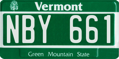 VT license plate NBY661