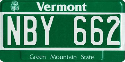 VT license plate NBY662