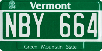 VT license plate NBY664
