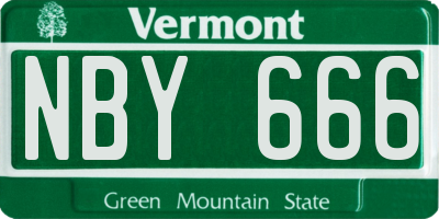 VT license plate NBY666