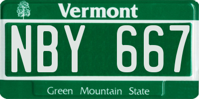VT license plate NBY667