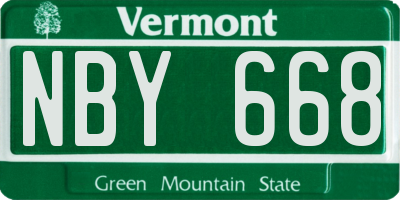 VT license plate NBY668