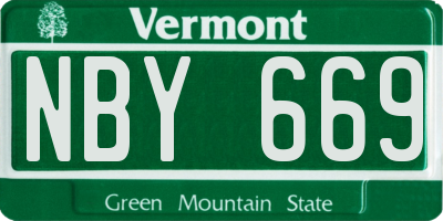 VT license plate NBY669
