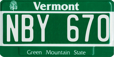 VT license plate NBY670