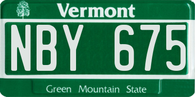 VT license plate NBY675
