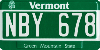 VT license plate NBY678