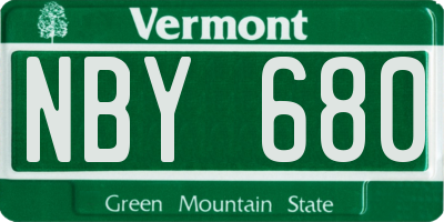 VT license plate NBY680