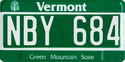 VT license plate NBY684