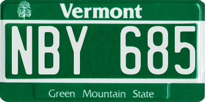 VT license plate NBY685