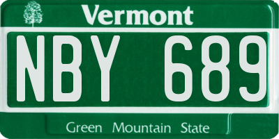 VT license plate NBY689
