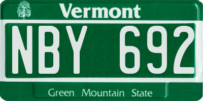 VT license plate NBY692