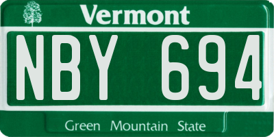 VT license plate NBY694