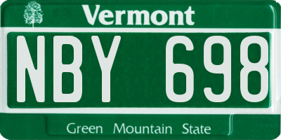 VT license plate NBY698