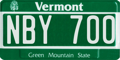 VT license plate NBY700