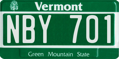 VT license plate NBY701