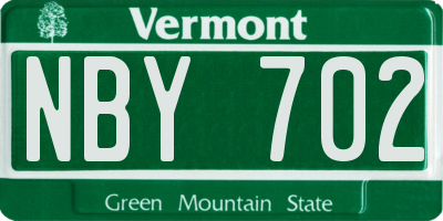 VT license plate NBY702