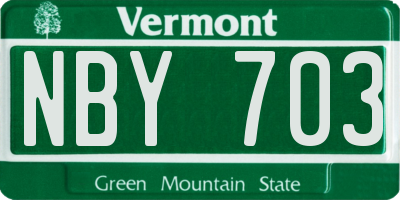 VT license plate NBY703