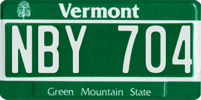 VT license plate NBY704