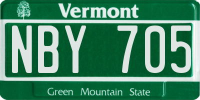 VT license plate NBY705