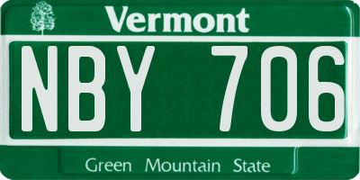 VT license plate NBY706