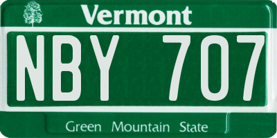 VT license plate NBY707