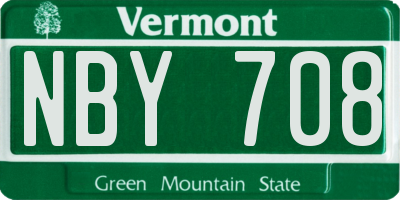 VT license plate NBY708