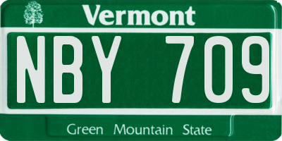 VT license plate NBY709