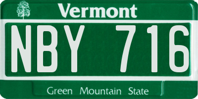 VT license plate NBY716