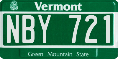 VT license plate NBY721