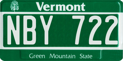 VT license plate NBY722