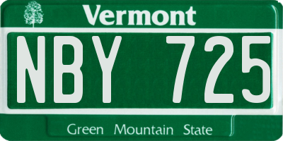 VT license plate NBY725